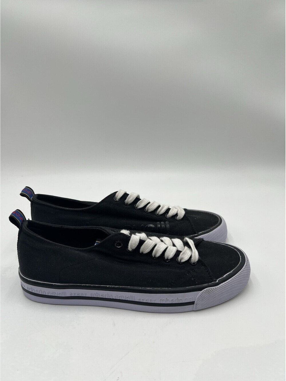 Men’s Roberto Cavalli Sport black canvas sneakers Shoes Size 7.5M